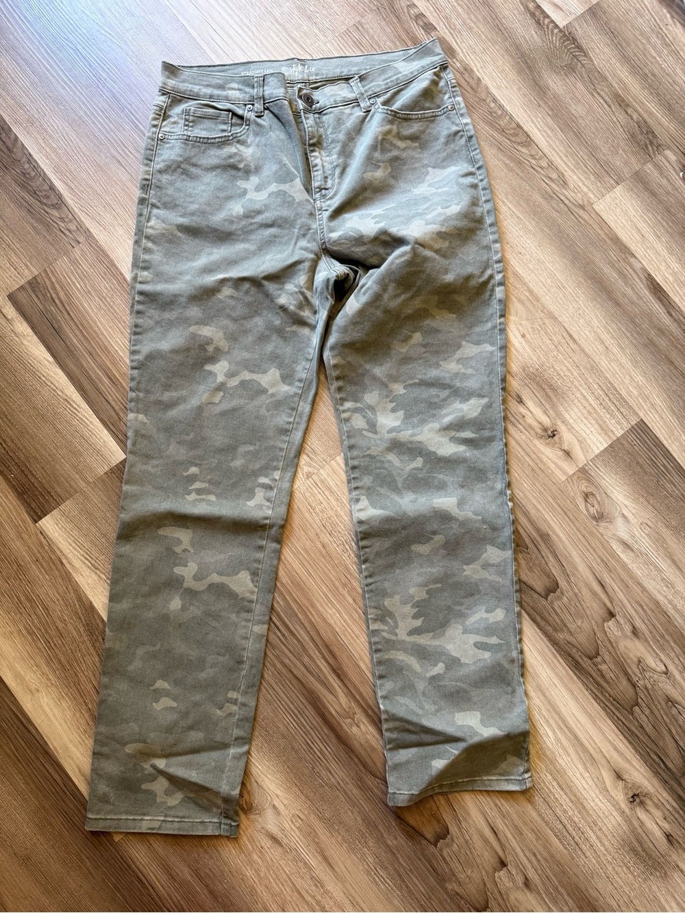 Style & Co. Women's Straight Leg Pants - Olive Camo